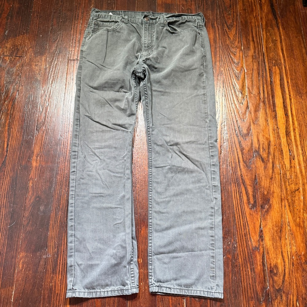 Levis 505 Jeans‎ Mens 36x32 Gray Denim Faded Cotton Straight Leg Biker Grunge